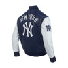 Pro Standard Mens MLB New York Yankees City Signature M Leather Varsity Jacket LNY6314807-MNW Midnight Navy/White
