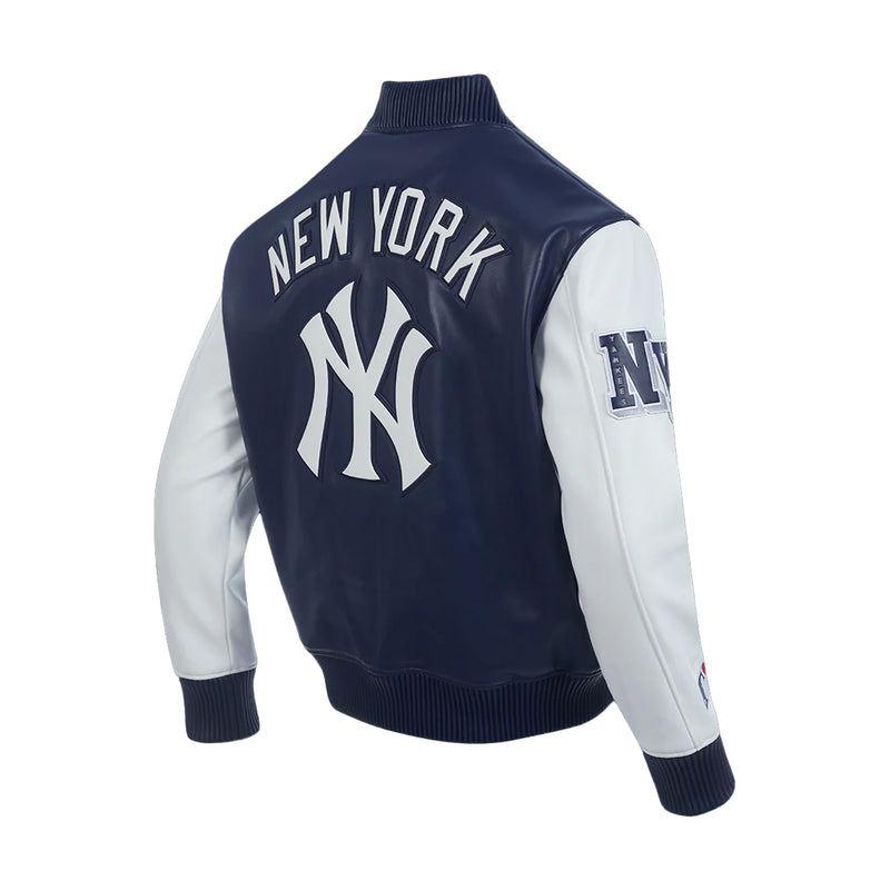 Pro Standard Mens MLB New York Yankees City Signature M Leather Varsity Jacket LNY6314807-MNW Midnight Navy/White