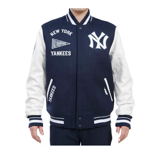 Pro Standard Mens MLB New York Yankees Retro Classic Rib Wool Varsity Jacket LNY635733-MNW Midnight Navy/White