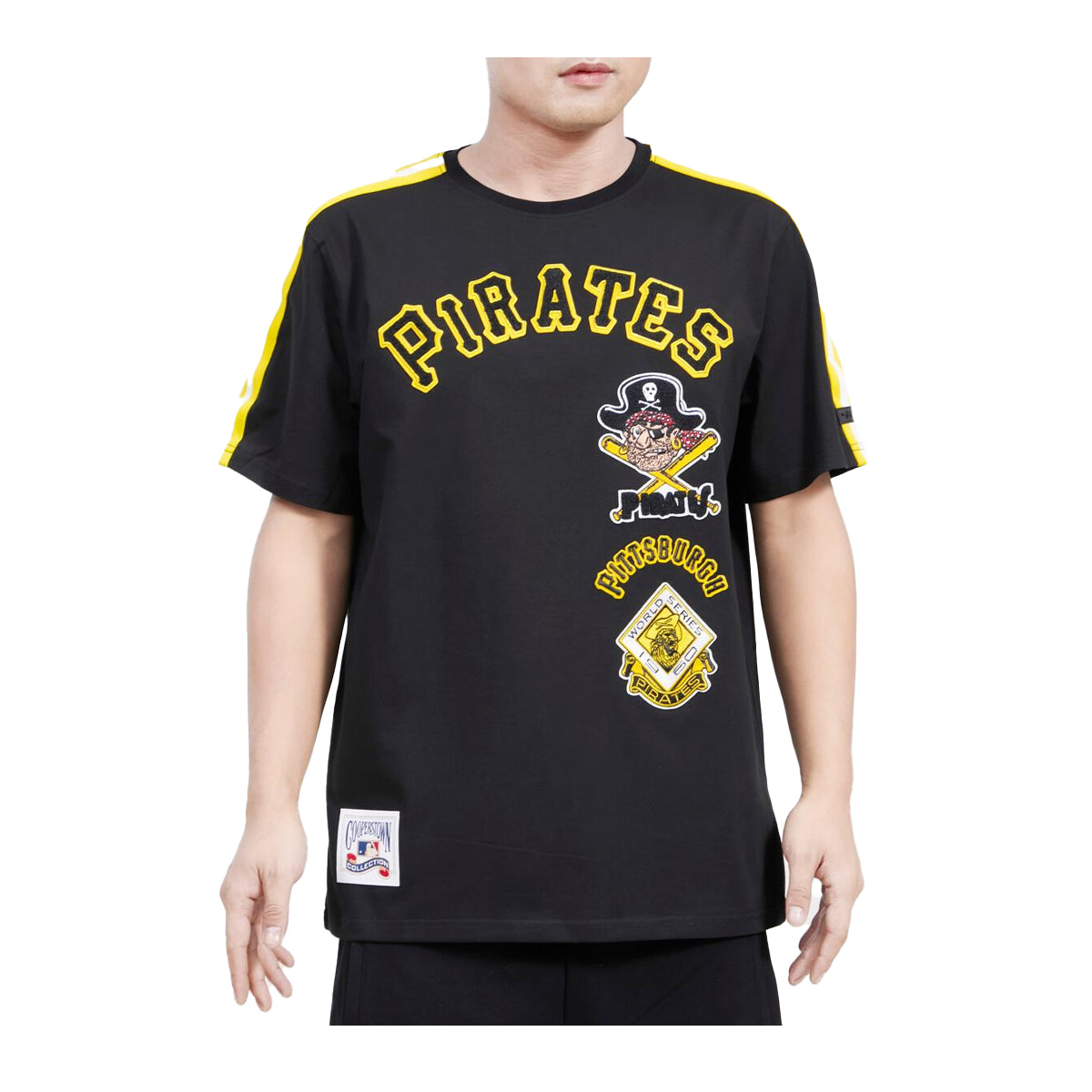 Pro Standard Mens MLB Pittsburgh Pirates Retro Classic Sj Crew Neck T-Shirt LPP135563-BYE Black/Yellow 3XL
