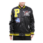 Pro Standard Mens MLB Pittsburgh Pirates Mash Up Logo Satin Jacket LPP633466-BLK Black