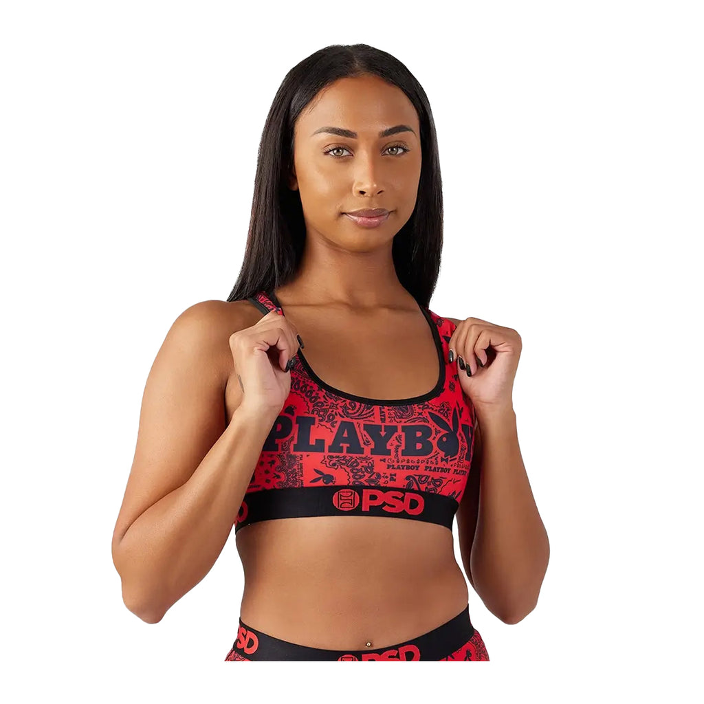 PSD Womens Playboy Paisely Sports Bra 1234T1005-RED Red