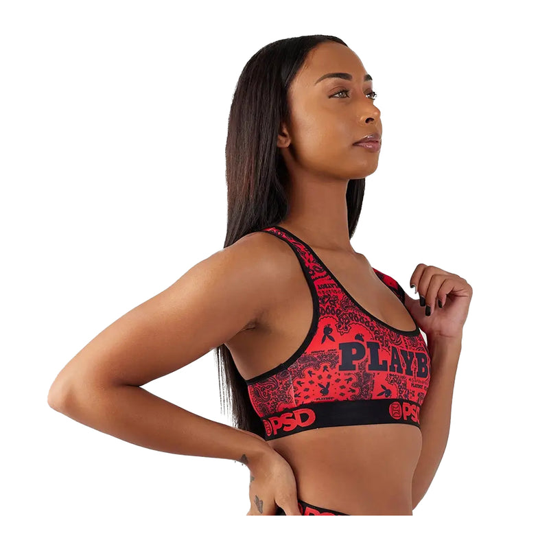 PSD Womens Playboy Paisely Sports Bra 1234T1005-RED Red