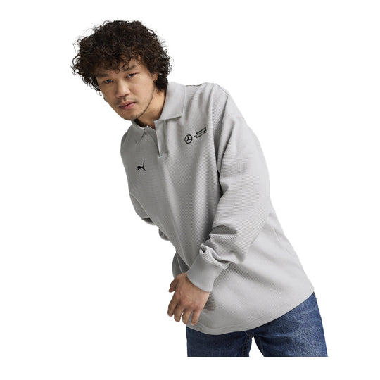 Puma Mens MAPF1 Long Sleeve Polo Shirt 627339-02 Silver