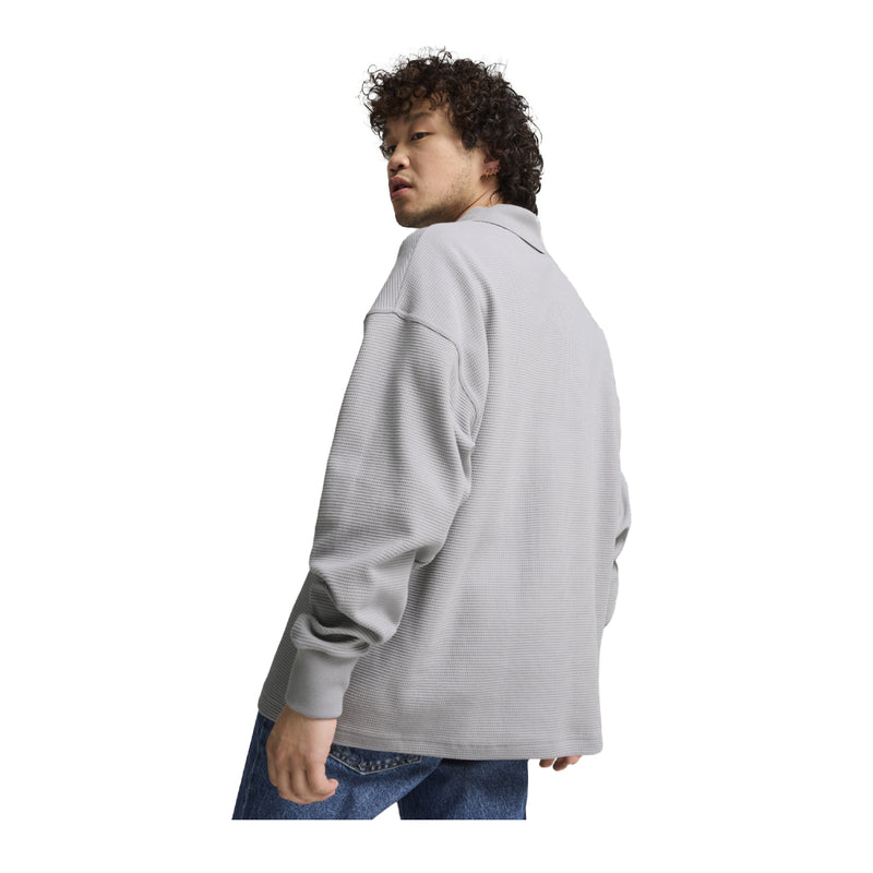 Puma Mens MAPF1 Long Sleeve Polo Shirt 627339-02 Silver