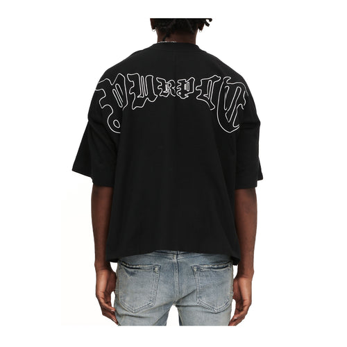 Purple Brand Mens Jersey Oversized Crew Neck T-Shirt M1057-JBAG225 Black