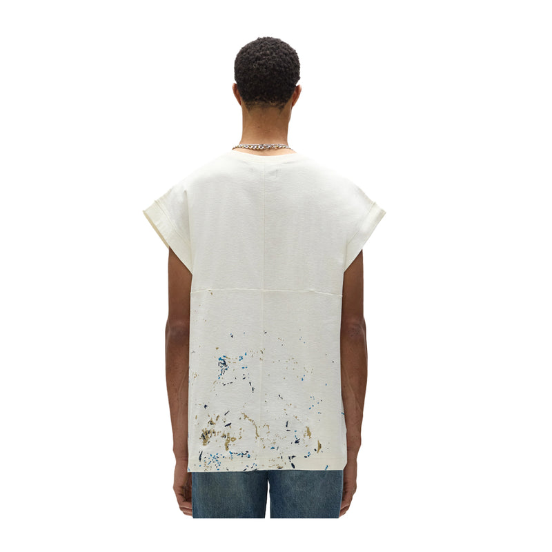 Purple Brand Mens Textured Jersey Smile Tank Top M1072-TWWS325 Off White