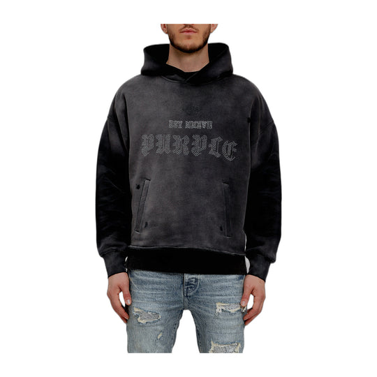 Purple Brand Mens Heavyweight Fleece Oversized Pullover Hoodie M4104-HFBZ126 Black