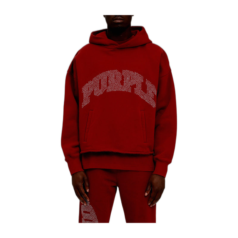 Purple Brand Mens HWT Fleece Oversized Pullover Hoodie M4104-HSHF126 Red