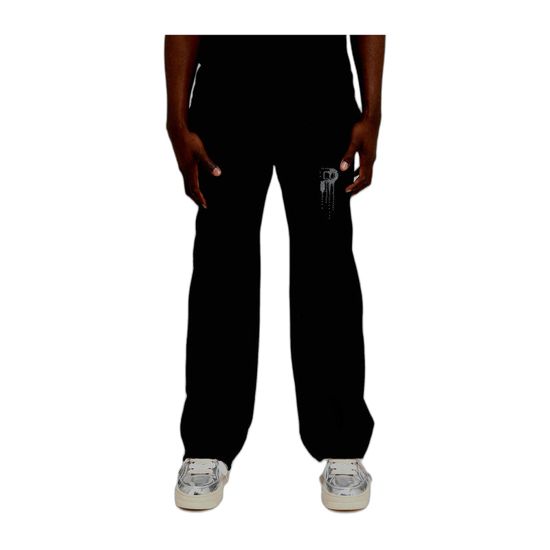 Purple Brand Mens Fleece Cut Off Pants M4159-MBHC126 Black