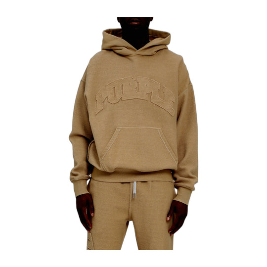Purple Brand Mens HWT Inside Out Fleece Pullover Hoodie M4165-RFTA126 Tan