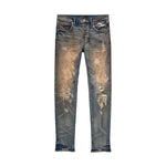 Purple Brand Mens Skinny Fit Jeans P001-BMDI422 Bleach Marked Dirty Indigo
