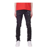 Purple Brand Mens Skinny Fit Jeans P001-BRKS122 Black Resin Knee Slit