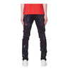 Purple Brand Mens Skinny Fit Jeans P001-BRKS122 Black Resin Knee Slit