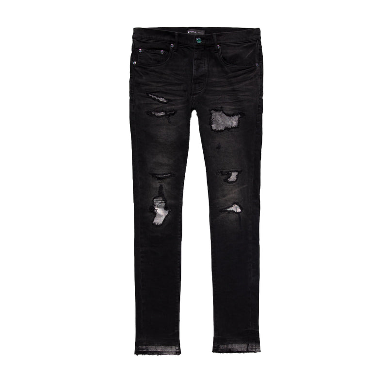 Purple Brand Mens Skinny Fit Jeans P001-BVHR422 Black Vintage Holographic Repair