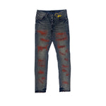 Purple Brand Mens Indigo Red Weft Blowout Skinny Fit Jeans P001-MRWB423 Mid Indigo