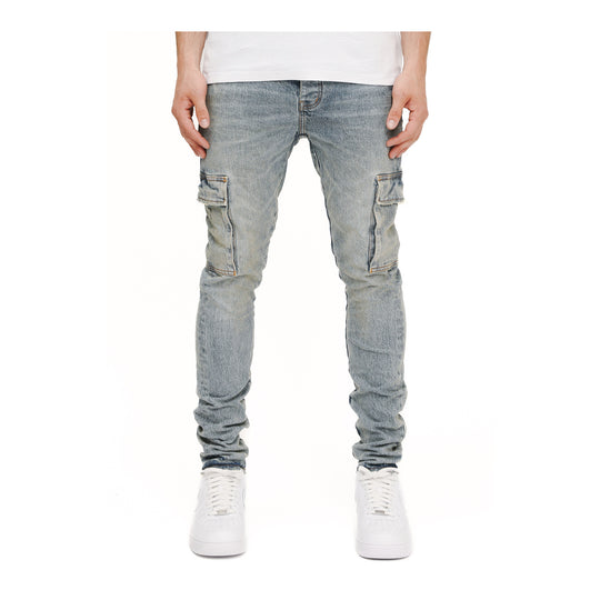 Purple Brand Mens Cargo Pumice Skinny Fit Jeans P001-SCPL225 LT Indigo