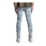 Purple Brand Mens Grunge Print Skinny Fit Jeans P001-SGGT325 LT Indigo