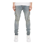 Purple Brand Mens Blue Stone Cargo Skinny Fit Jeans P001-SKCL225 LT Indigo