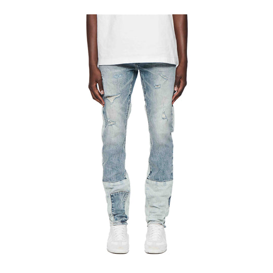 Purple Brand Mens Patchwork Skinny Fit Jeans P001-SYPI424 Mid Indigo