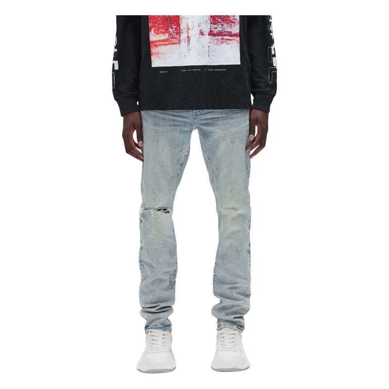 Purple Brand Mens Reflective Skinny Fit Jeans P001-WLIR425 Worn Light Indigo