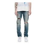 Purple Brand Mens Vintage Aged Indigo Blowout Straight Leg Jeans P005-VAIB323 Mid Indigo