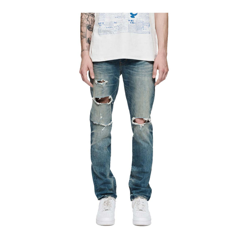 Purple Brand Mens Vintage Aged Indigo Blowout Straight Leg Jeans P005-VAIB323 Mid Indigo