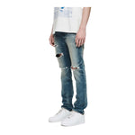 Purple Brand Mens Vintage Aged Indigo Blowout Straight Leg Jeans P005-VAIB323 Mid Indigo