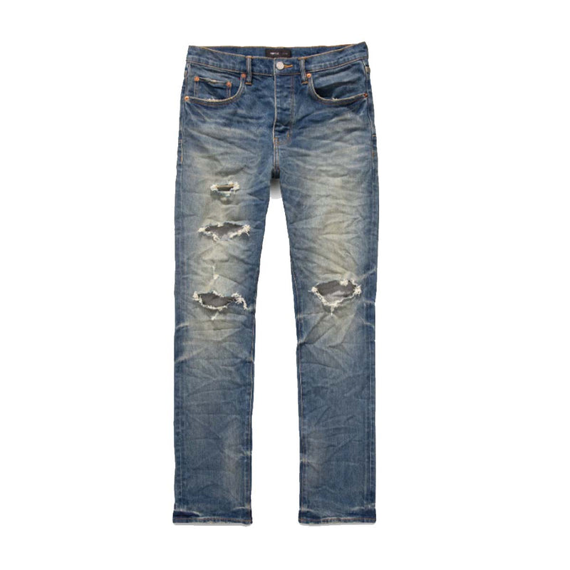 Purple Brand Mens Vintage Aged Indigo Blowout Straight Leg Jeans P005-VAIB323 Mid Indigo