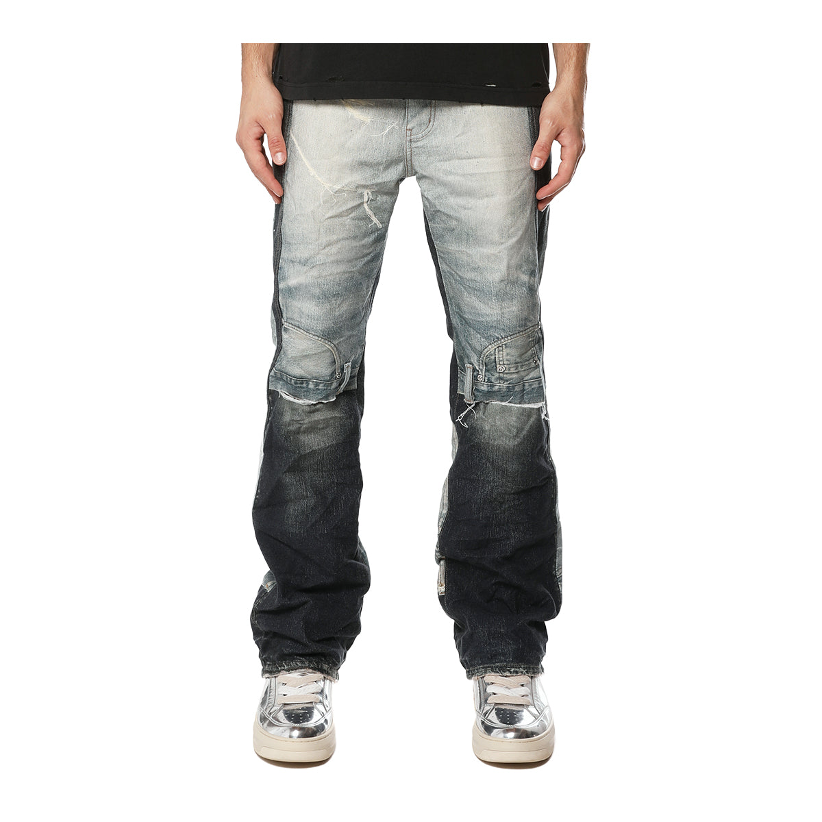 Purple Brand Mens Upside Down Bootcut Jeans P026-UDBC326 AOP