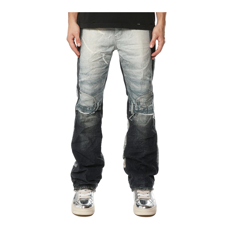 Purple Brand Mens Upside Down Bootcut Jeans P026-UDBC326 AOP
