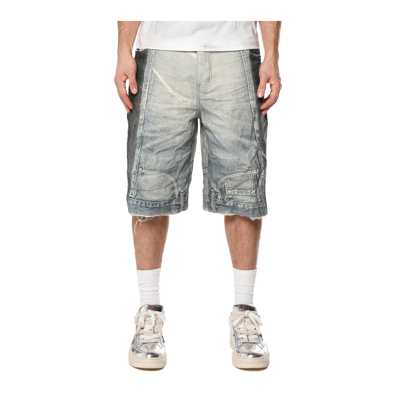 Purple Brand Mens Upside Down Denim Shorts P070-UDSH326 AOP