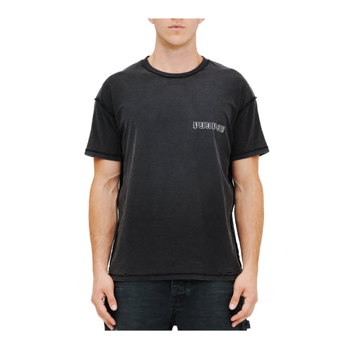 Purple Brand Mens Textured Inside Out Crew Neck T-Shirt P101-JBLI225 Black