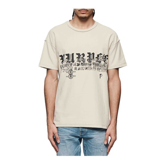 Purple Brand Mens Textured Inside Out Crew Neck T-Shirt P101-JCGS424 Tan