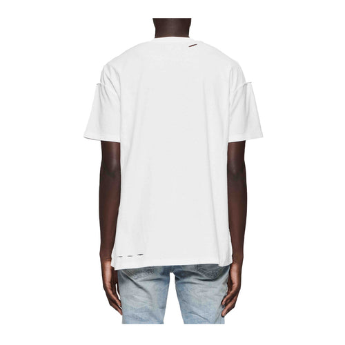 Purple Brand Mens Textured Inside Out Crew Neck T-Shirt P101-JDBW324 White
