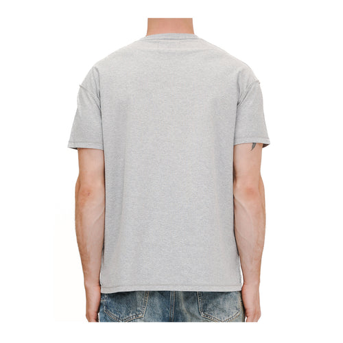 Purple Brand Mens Textured Inside Out Crew Neck T-Shirt P101-JHAW225 Heather Grey