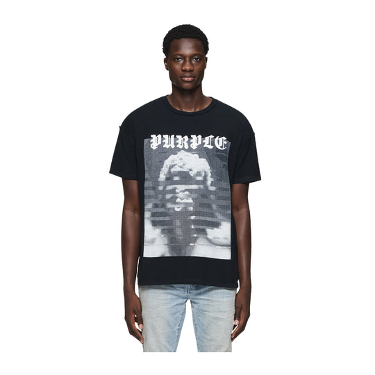 Purple Brand Mens Textured Inside Out Crew Neck T-Shirt P101-JMBB324 Black