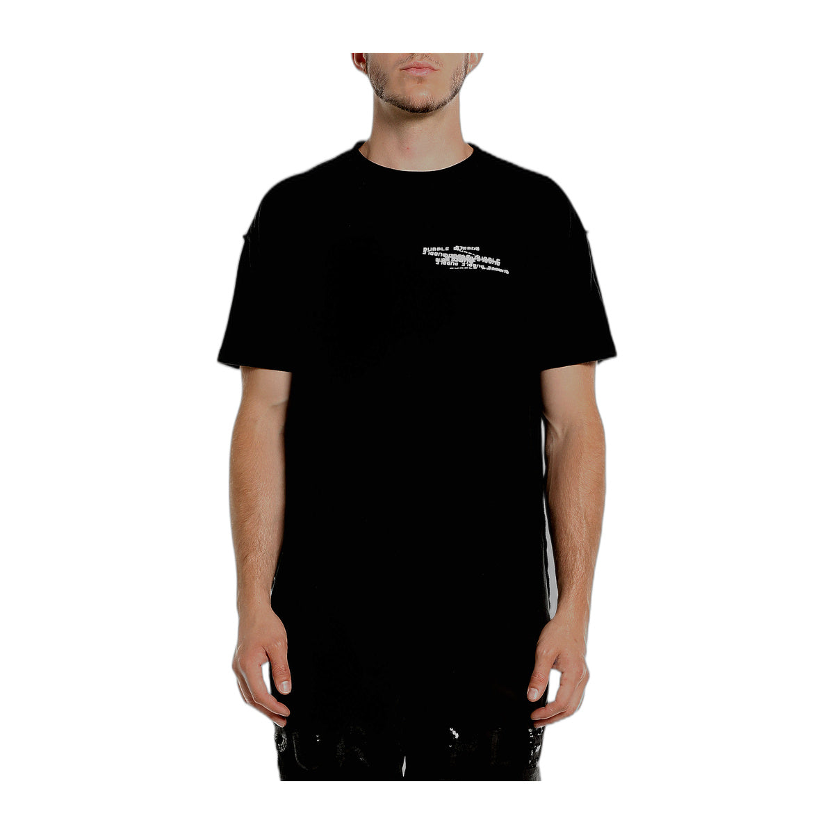 Purple Brand Mens Textured Inside Out Crew Neck T-Shirt P101-TBPP226 Black