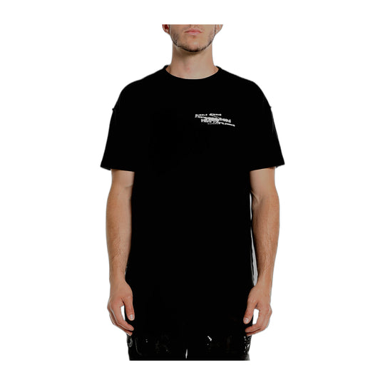 Purple Brand Mens Textured Inside Out Crew Neck T-Shirt P101-TBPP226 Black