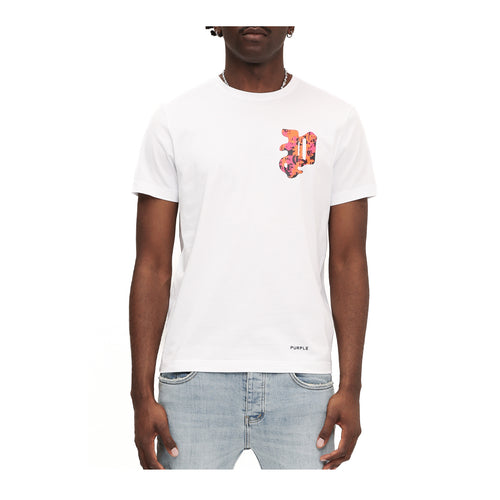Purple Brand Mens Textured Jersey Crew Neck T-Shirt P104-CWCG225 White