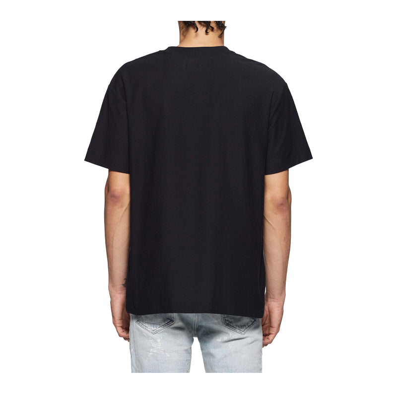 Purple Brand Mens Textured Jersey Crew Neck T-Shirt P104-JBGS125 Black