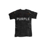 Purple Brand Mens Stencil Logo Crew Neck T-Shirt P104-JBLP222 Black W/Paint