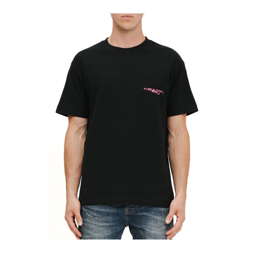 Purple Brand Mens Textured Jersey Crew Neck T-Shirt P104-JBSW225 Black
