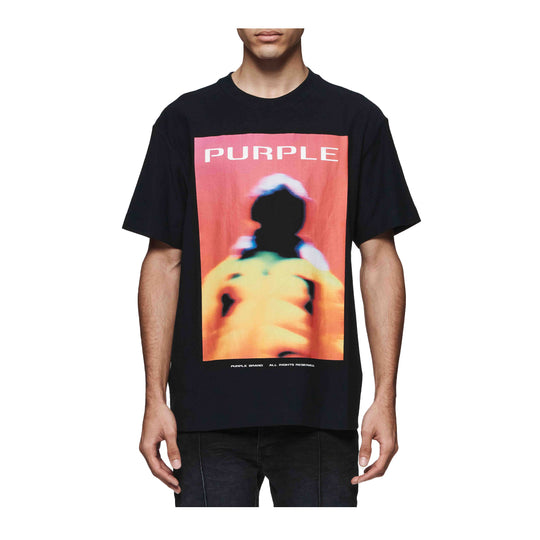 Purple Brand Mens Textured Jersey Crew Neck T-Shirt P104-JFBB324 Black