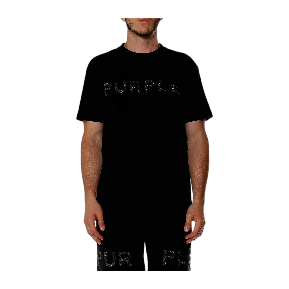Purple Brand Mens Textured Jersey Crew Neck T-Shirt P104-TBMS226 Black