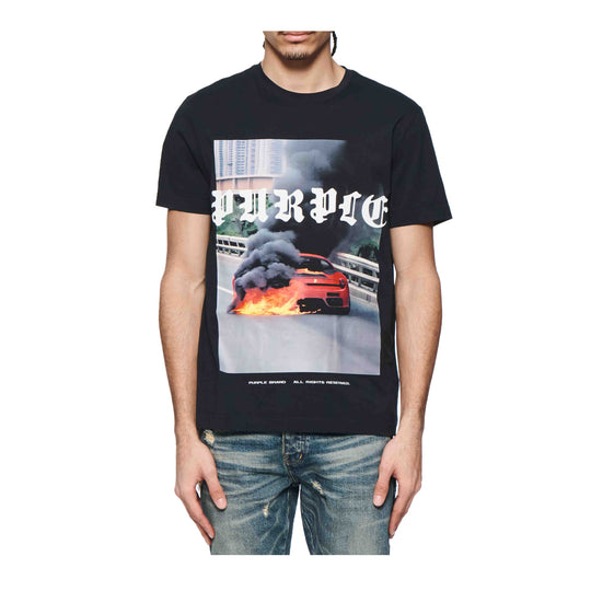 Purple Brand Mens Clean Jersey Crew Neck T-Shirt P109-CBSS424 Black