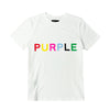 Purple Mens Colours Wordmark Crew Neck T-Shirt P109-JWCW323 Brilliant White