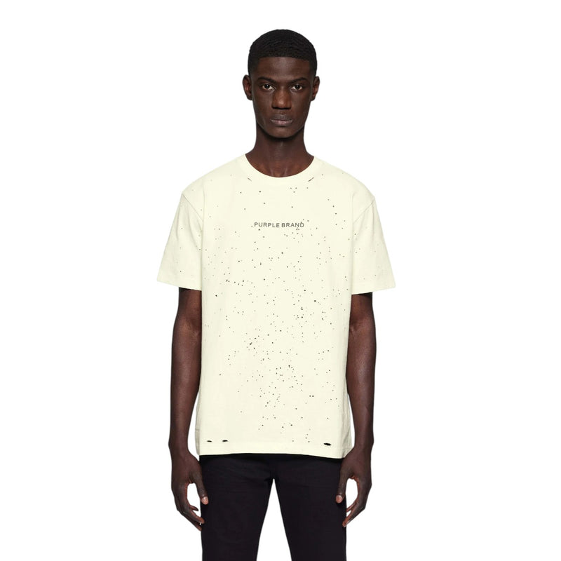 Purple Brand Mens HWT Jersey Crew Neck T-Shirt P117-HFGT125 Ivory