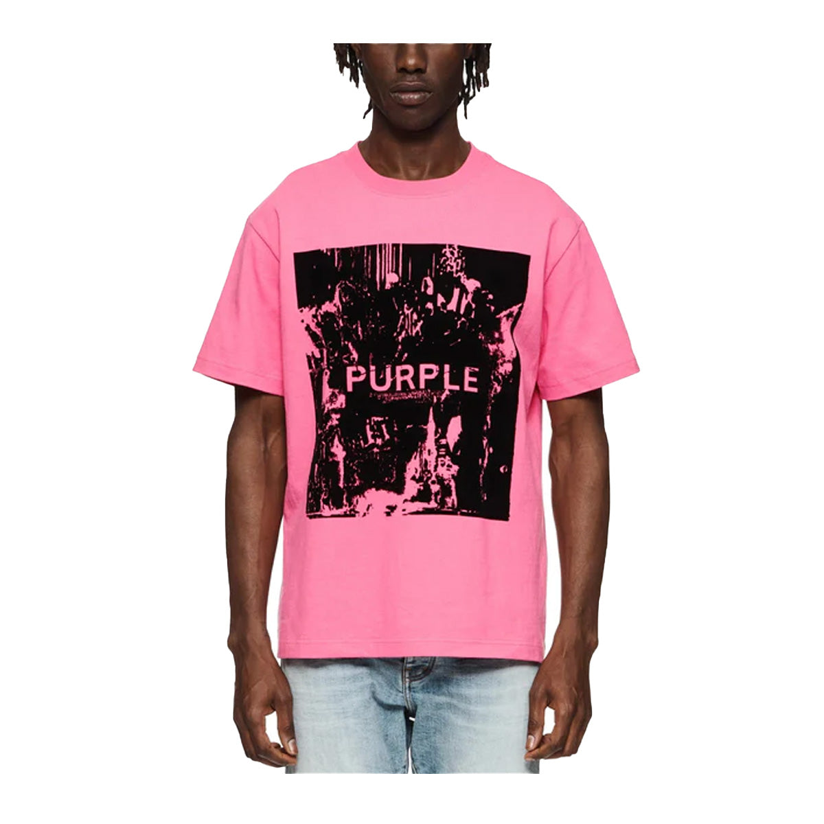 Purple Brand Mens Heavy Jersey Crew Neck T-Shirt P117-HJNP323 Pink