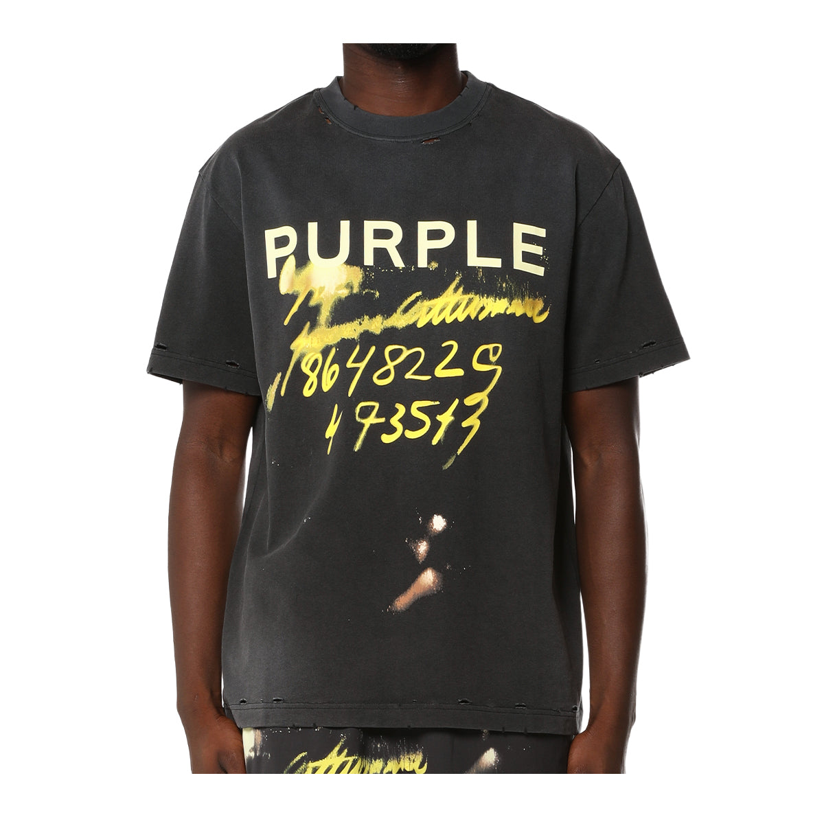 Purple Brand Mens HWT Jersey Crew Neck T-Shirt P117-HTBH326 Black